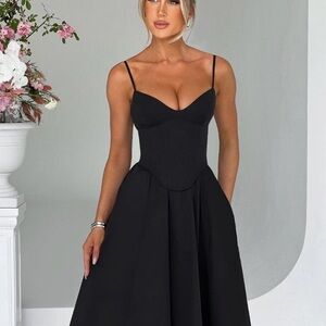 Elegant Black Spaghetti Strap Dress